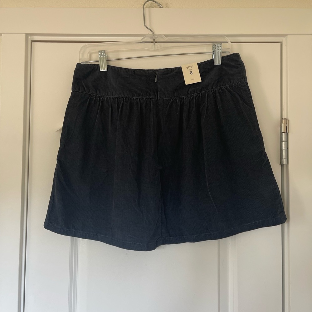 Y2K Navy Blue Corduroy Mini Skirt with zipper